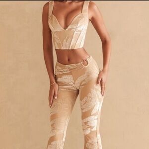 Oh Polly x Ekin Su Tan Burnout Corset Top